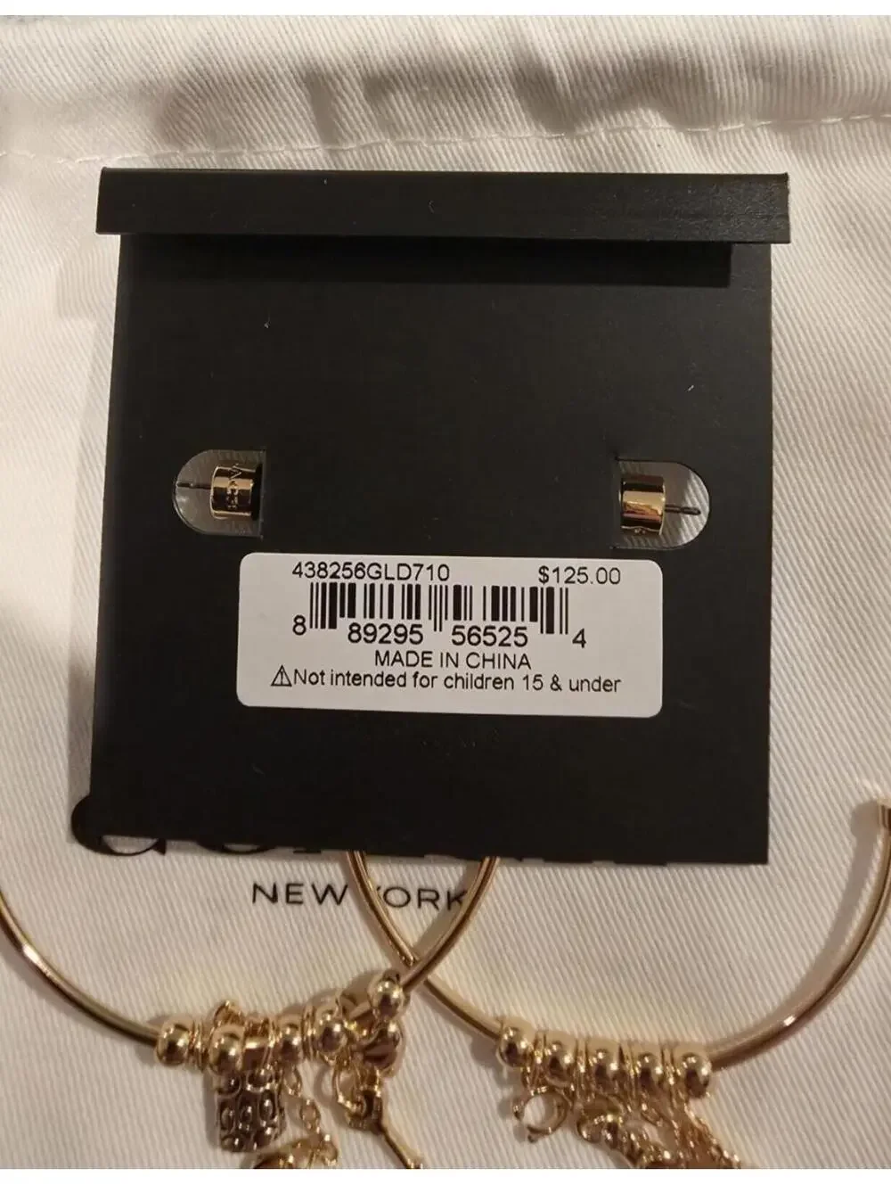 Coach Dangle Multi Charm Large Hoop Gold Tone NWT Authentic 127 MSRP - Picture 5 of 5
